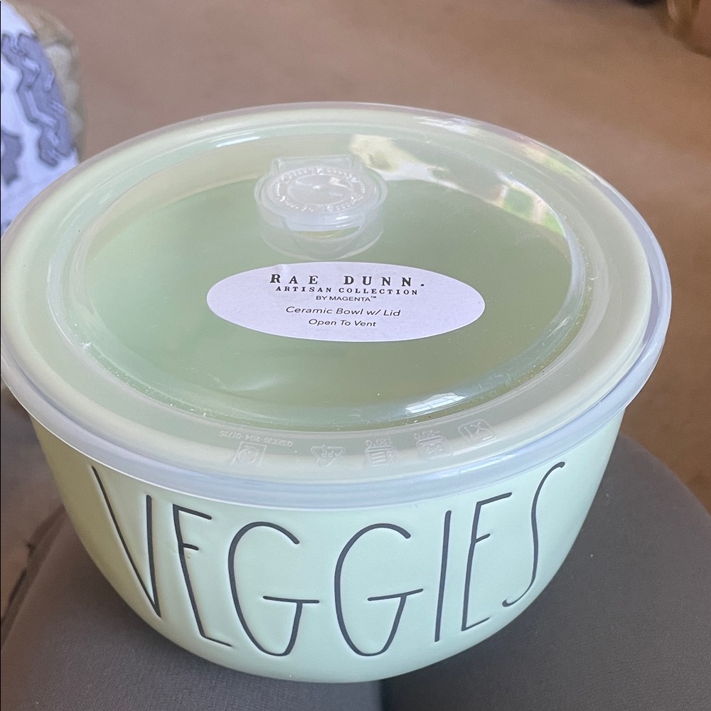 Rae Dunn Light pistachio Veggies Bowl with Lid